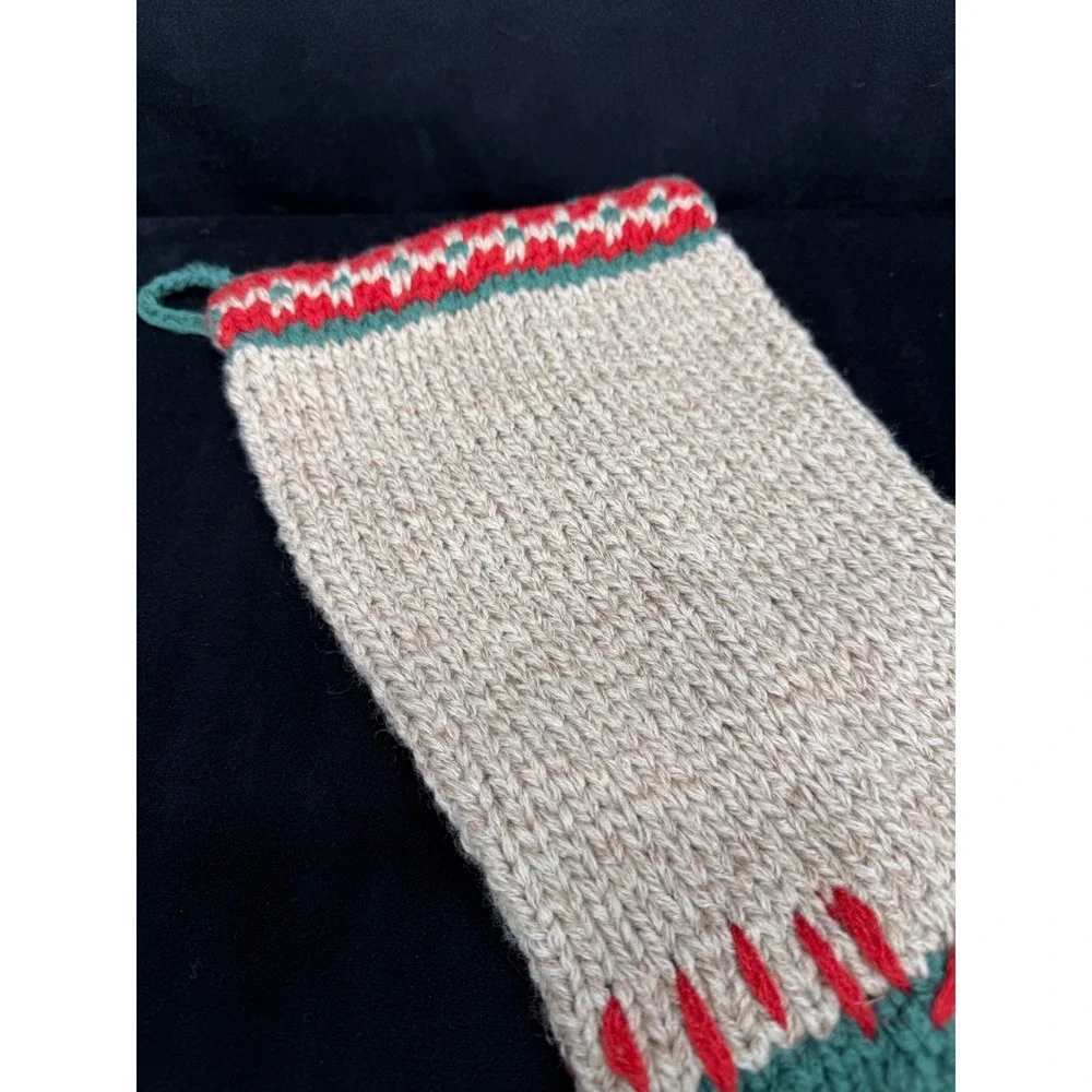 Vintage Hand Knit Stocking Christmas Stocking Cabin Core Cozy Cabin Handmade